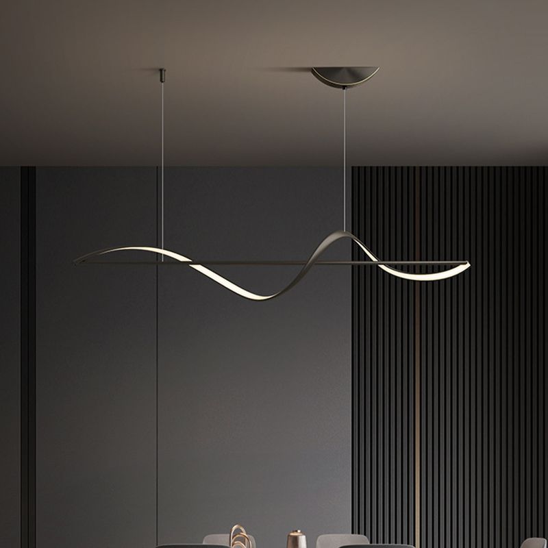 Arisha Modern LED Pendelleuchte Linear, Schwarz/Gold, Esstisch, Metall/Acryl