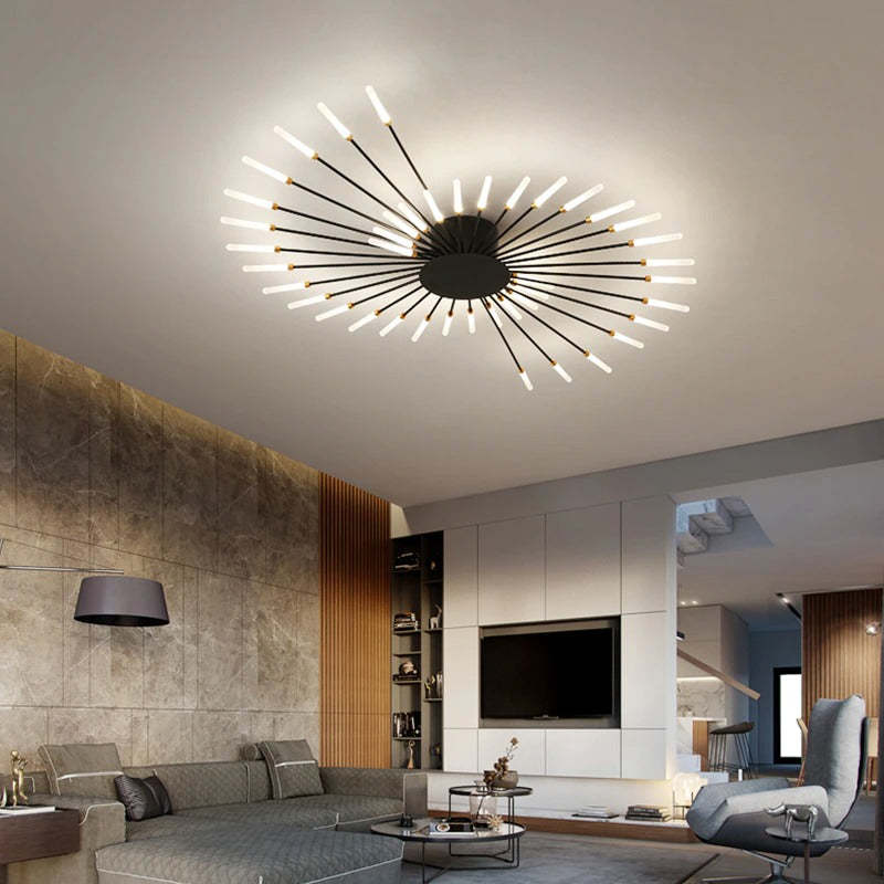 Arisha Industrial LED Deckenleuchte Schwarz/Gold Wohnzimmer Metall