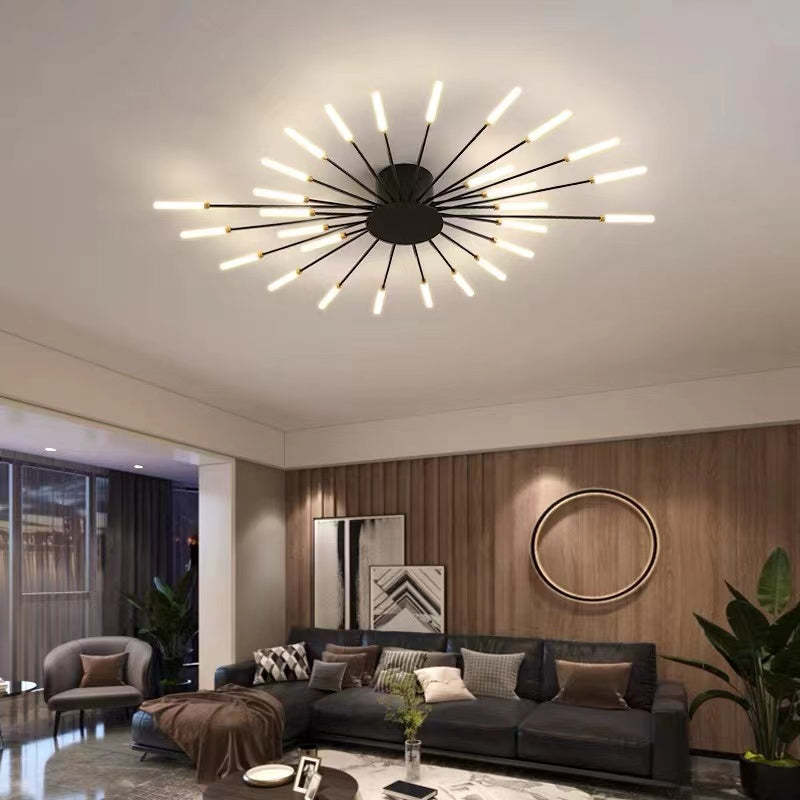 Arisha Industrial LED Deckenleuchte Schwarz/Gold Wohnzimmer Metall