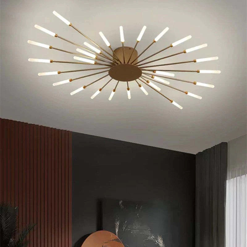 Arisha Industrial LED Deckenleuchte Schwarz/Gold Wohnzimmer Metall