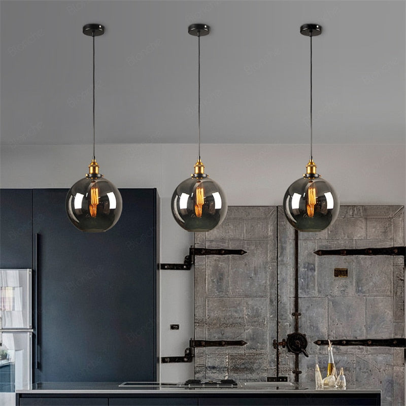 Arisha Vintage Industrie LED Pendelleuchte Esstisch/Küche Glas Metall