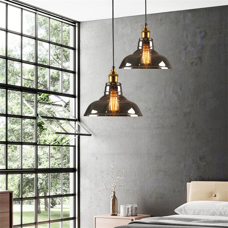 Arisha Vintage Industrie LED Pendelleuchte Esstisch/Küche Glas Metall