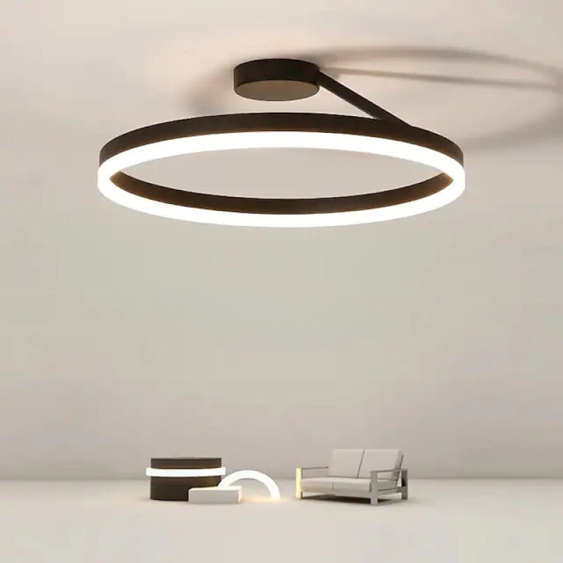 Arisha Deckenleuchte Ring Modern LED Schwarz/Weiß Wohnzimmer Flur Metall