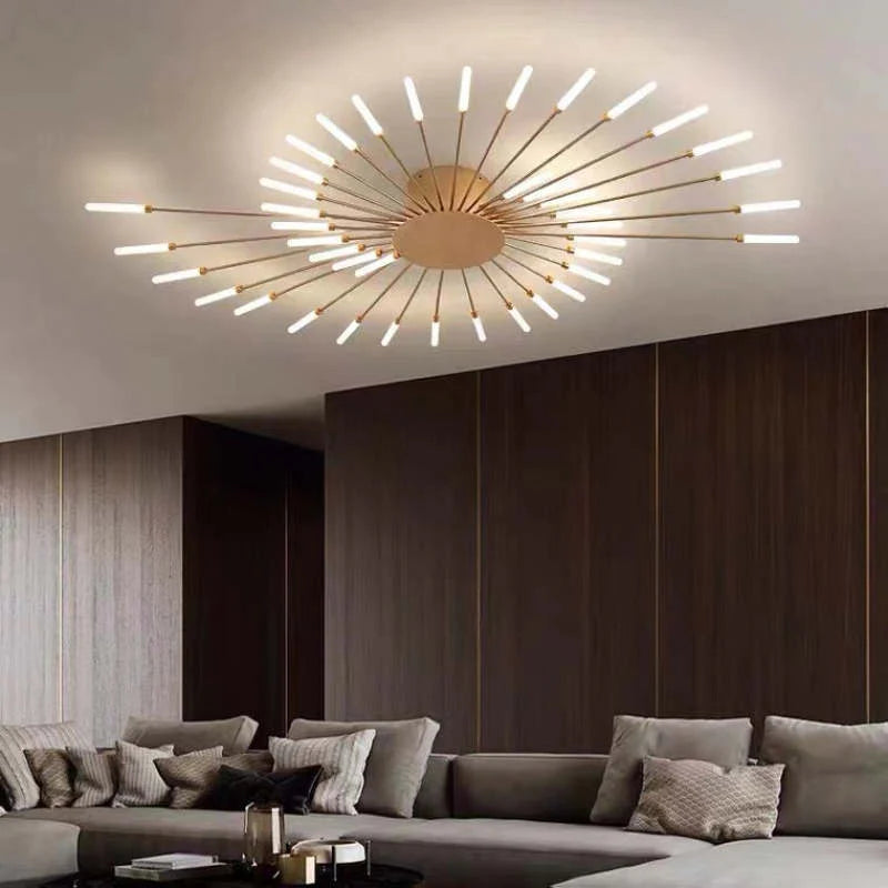 Arisha Industrial LED Deckenleuchte Schwarz/Gold Wohnzimmer Metall