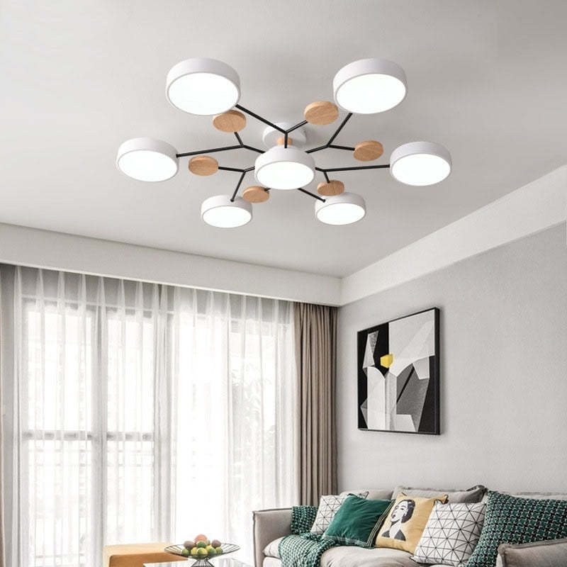 Muto Deckenleuchte Holz Modern Rund LED Weiß Schlaf/Wohnzimmer