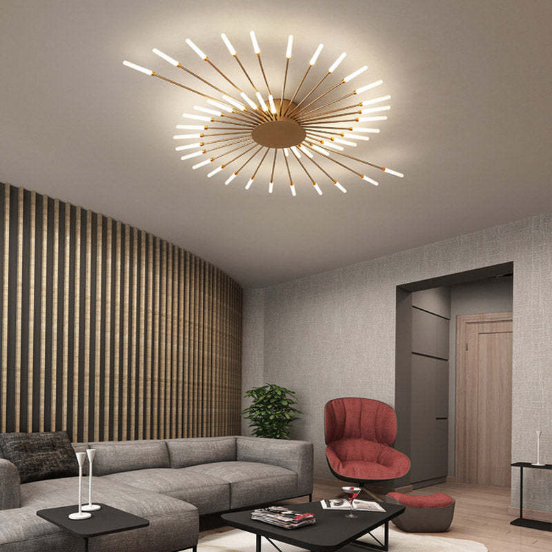 Arisha Industrial LED Deckenleuchte Schwarz/Gold Wohnzimmer Metall