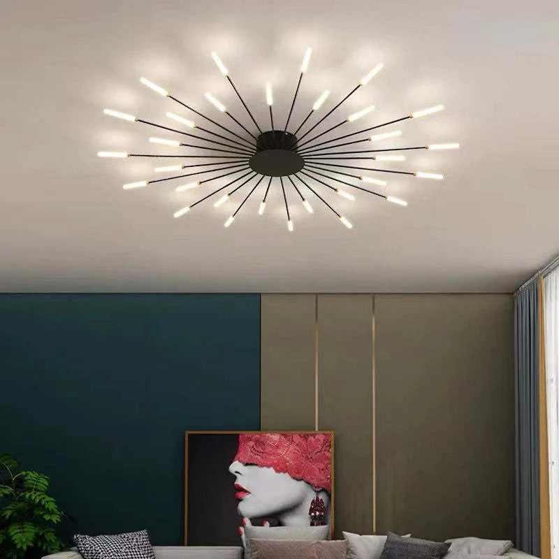 Arisha Industrial LED Deckenleuchte Schwarz/Gold Wohnzimmer Metall
