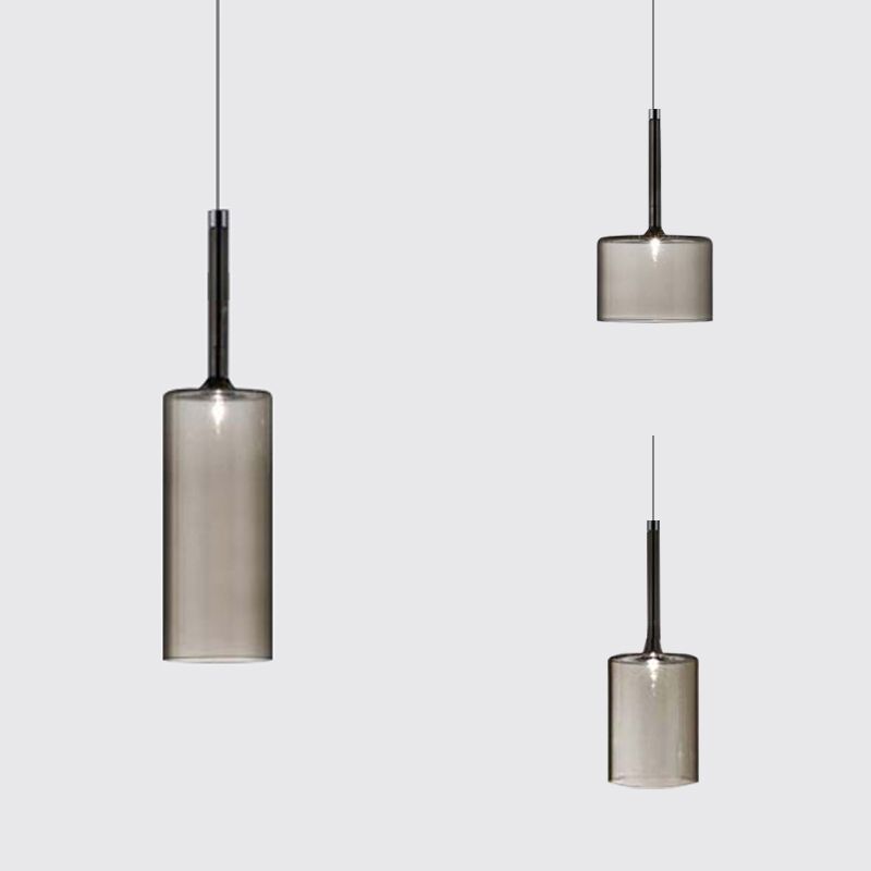 Aria Modern Zylinder LED Pendelleuchte Klar/Rot/Orange/Grau Esstisch Glas