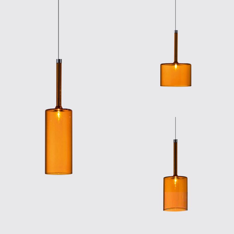 Aria Modern Zylinder LED Pendelleuchte Klar/Rot/Orange/Grau Esstisch Glas