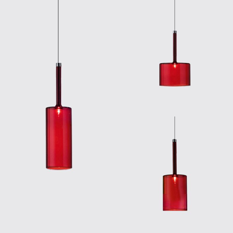 Aria Modern Zylinder LED Pendelleuchte Klar/Rot/Orange/Grau Esstisch Glas