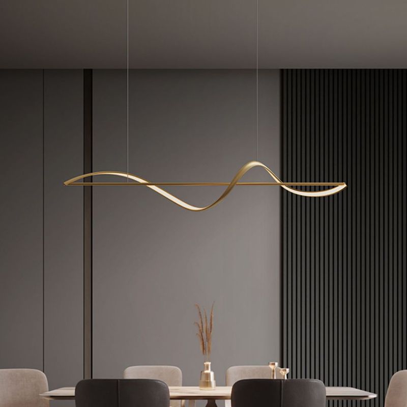 Arisha Modern LED Pendelleuchte Linear, Schwarz/Gold, Esstisch, Metall/Acryl