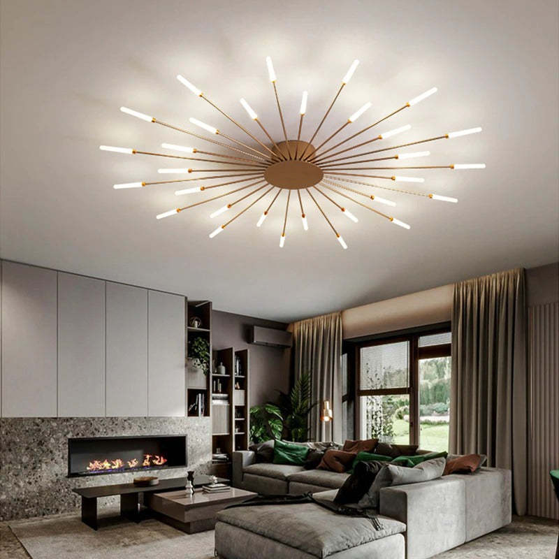 Arisha Industrial LED Deckenleuchte Schwarz/Gold Wohnzimmer Metall