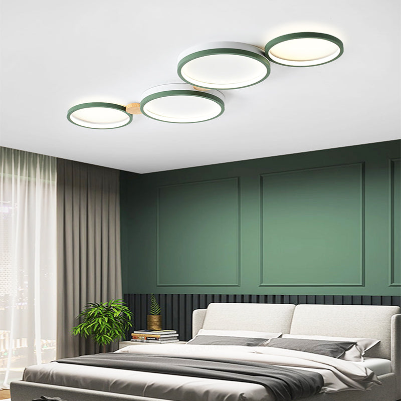 Muto Deckenleuchte Rund Modern LED Weiß/Grau/Grün, Wohnzimmer, Holz