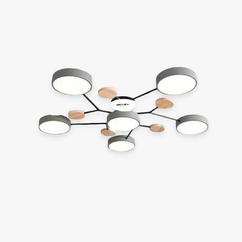 Muto Deckenleuchte Holz  Modern Rund LED Weiß Schlaf/Wohnzimmer