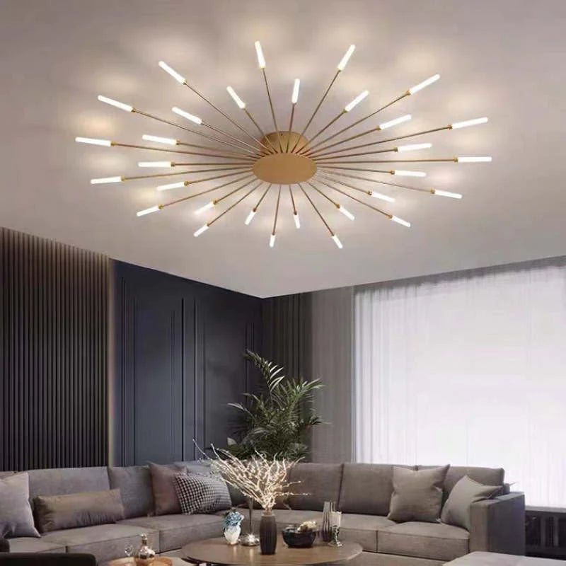 Arisha Industrial LED Deckenleuchte Schwarz/Gold Wohnzimmer Metall