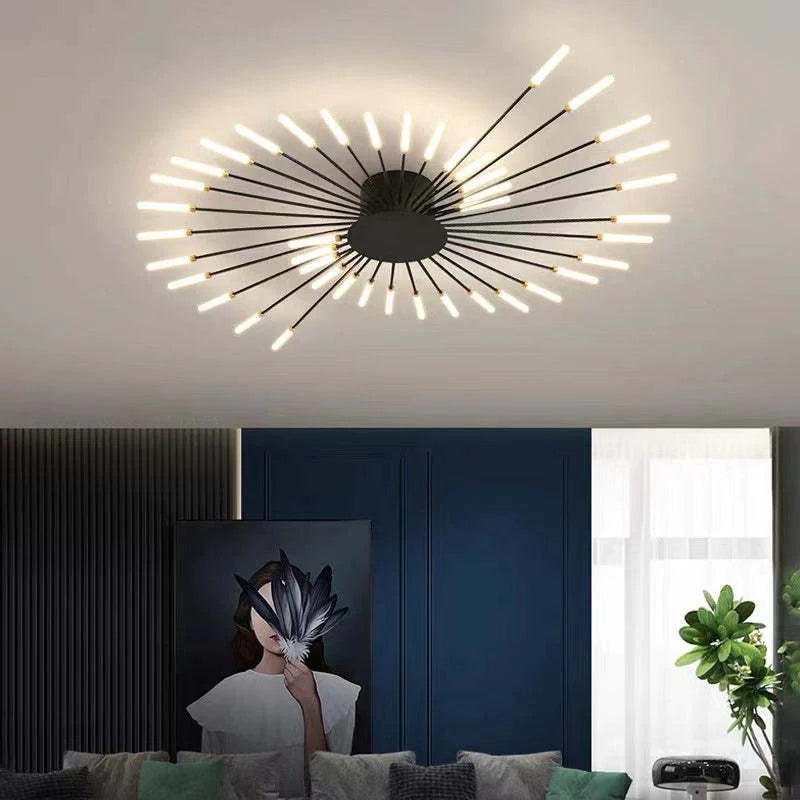Arisha Industrial LED Deckenleuchte Schwarz/Gold Wohnzimmer Metall