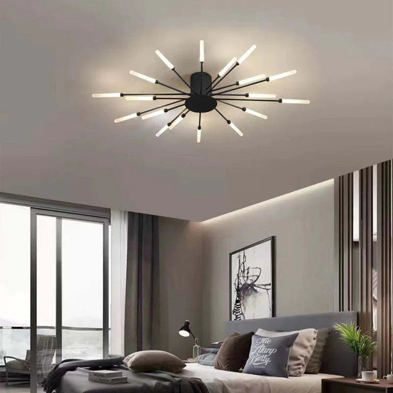 Arisha Industrial LED Deckenleuchte Schwarz/Gold Wohnzimmer Metall