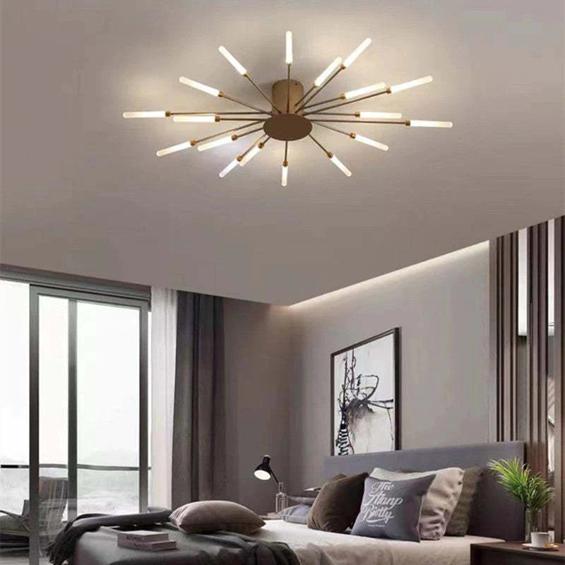 Arisha Industrial LED Deckenleuchte Schwarz/Gold Wohnzimmer Metall