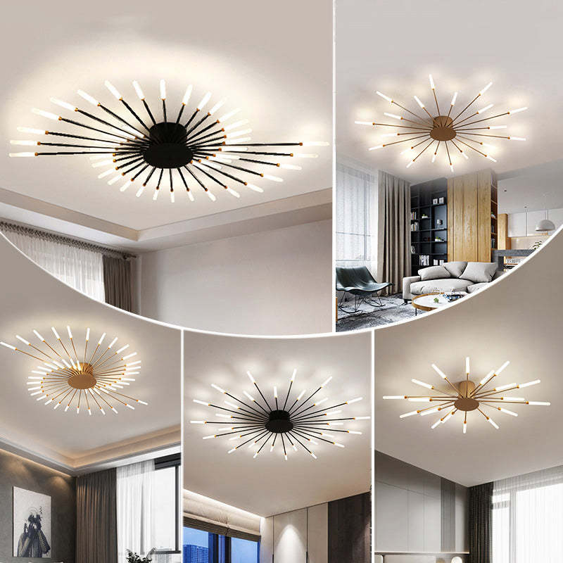 Arisha Industrial LED Deckenleuchte Schwarz/Gold Wohnzimmer Metall