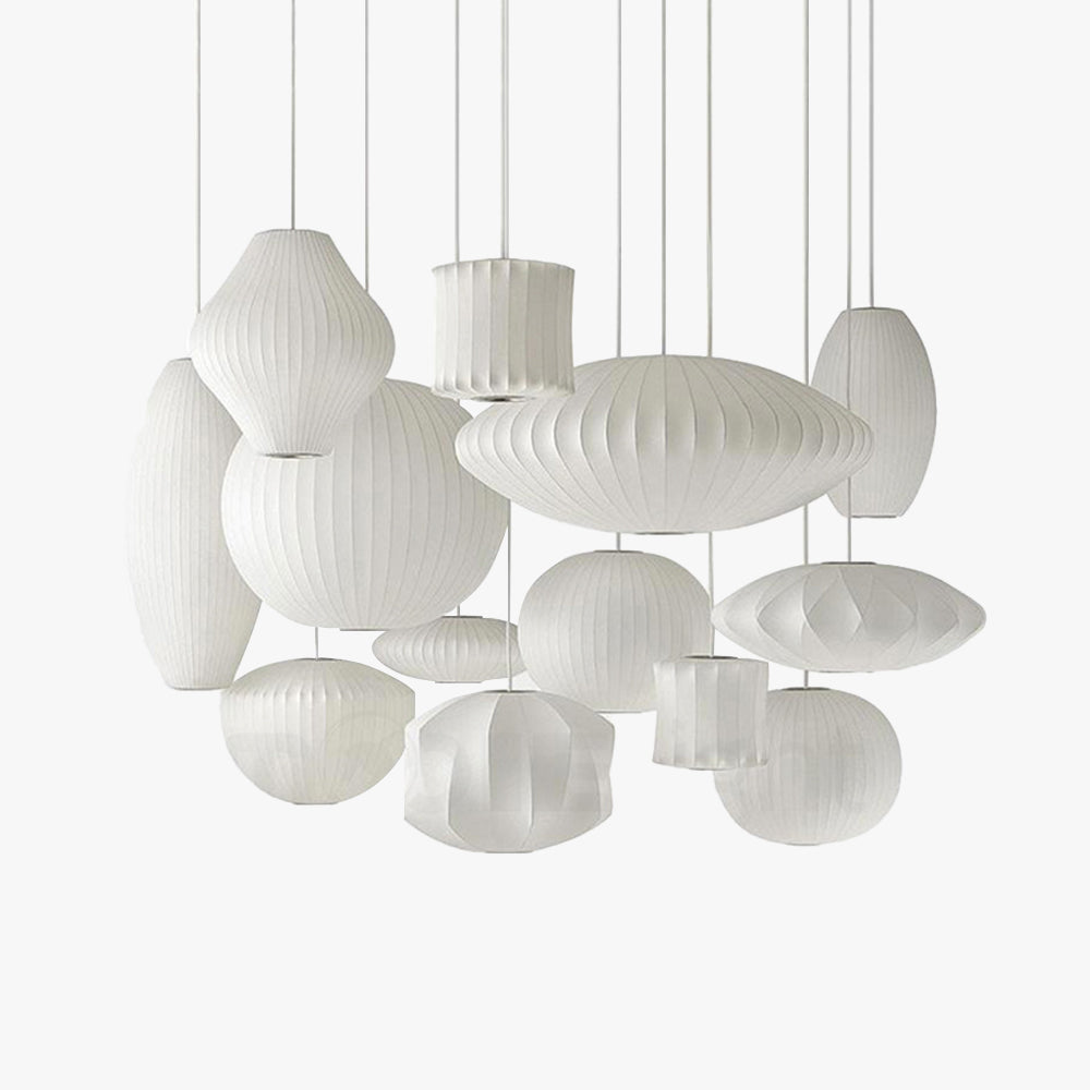 Ritta Modern LED Pendelleuchte Weiß Wohnzimmer/Esstisch Metall&Stoff