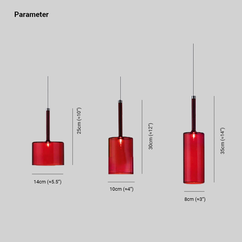 Aria Modern Zylinder LED Pendelleuchte Klar/Rot/Orange/Grau Esstisch Glas