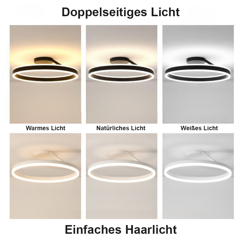 Arisha Deckenleuchte Ring  Modern LED  Schwarz/Weiß Wohnzimmer Flur Metall