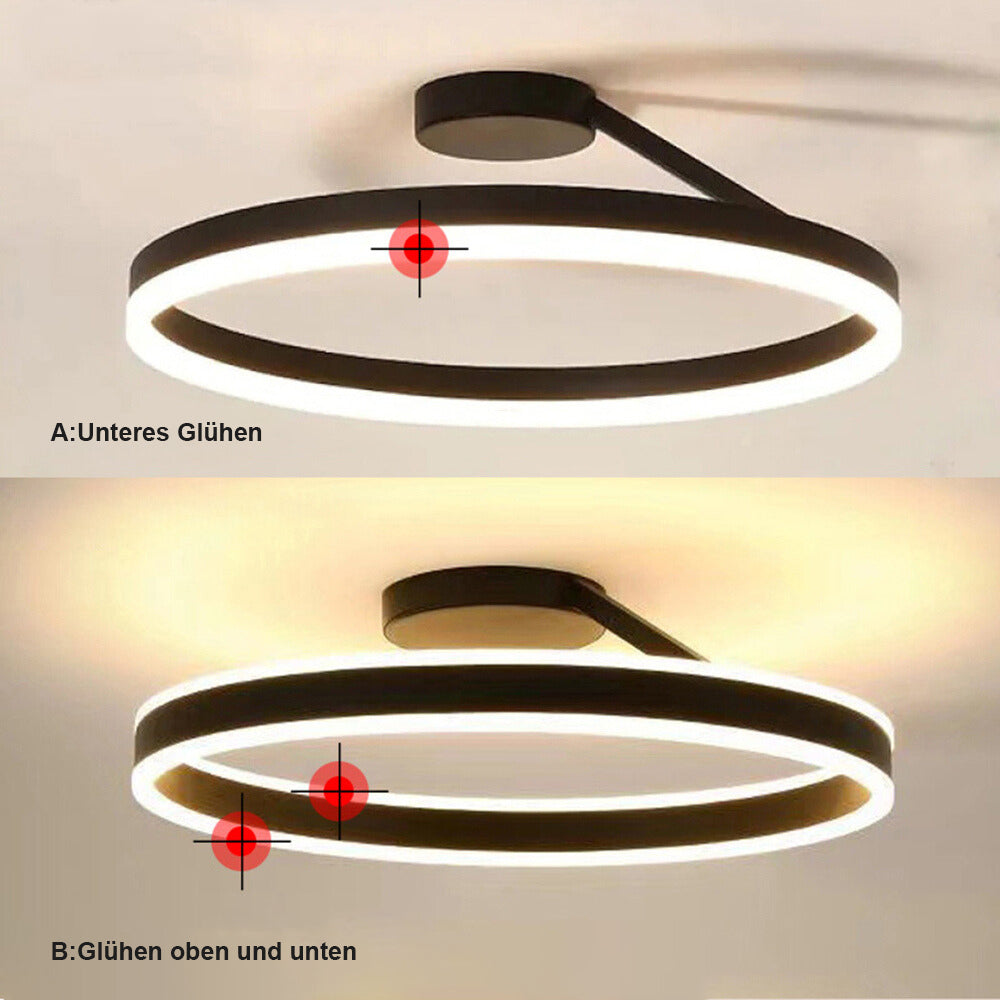 Arisha Deckenleuchte Ring  Modern LED  Schwarz/Weiß Wohnzimmer Flur Metall