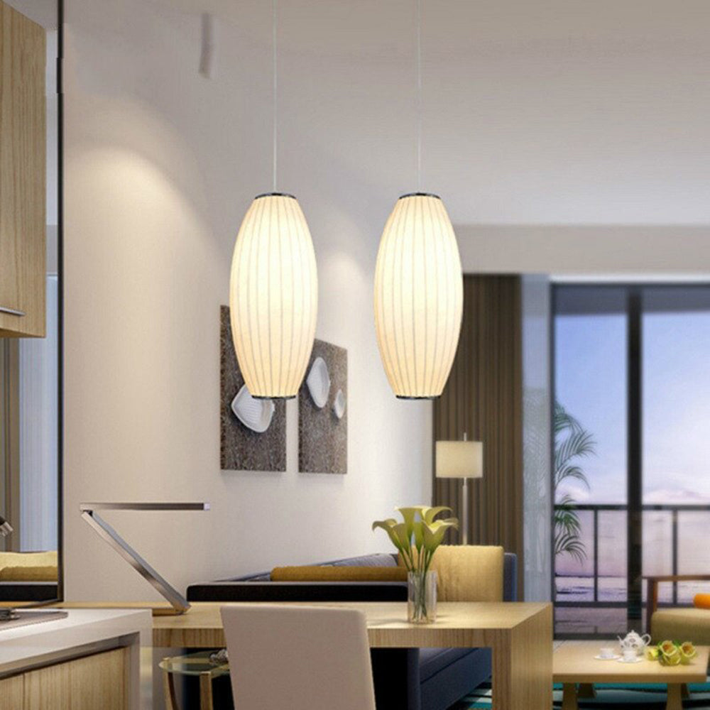 Ritta Modern LED Pendelleuchte Weiß Wohnzimmer/Esstisch Metall&Stoff