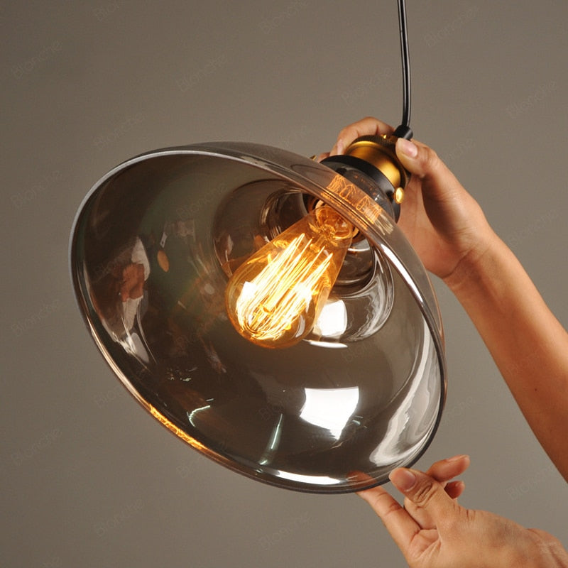 Arisha Vintage Industrie LED Pendelleuchte Esstisch/Küche Glas Metall