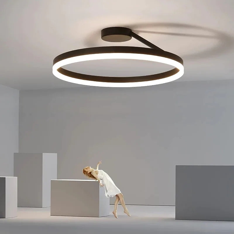Arisha Deckenleuchte Ring  Modern LED  Schwarz/Weiß Wohnzimmer Flur Metall