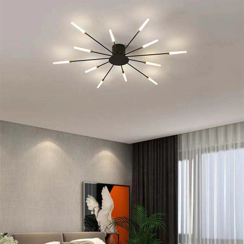 Arisha Industrial LED Deckenleuchte Schwarz/Gold Wohnzimmer Metall