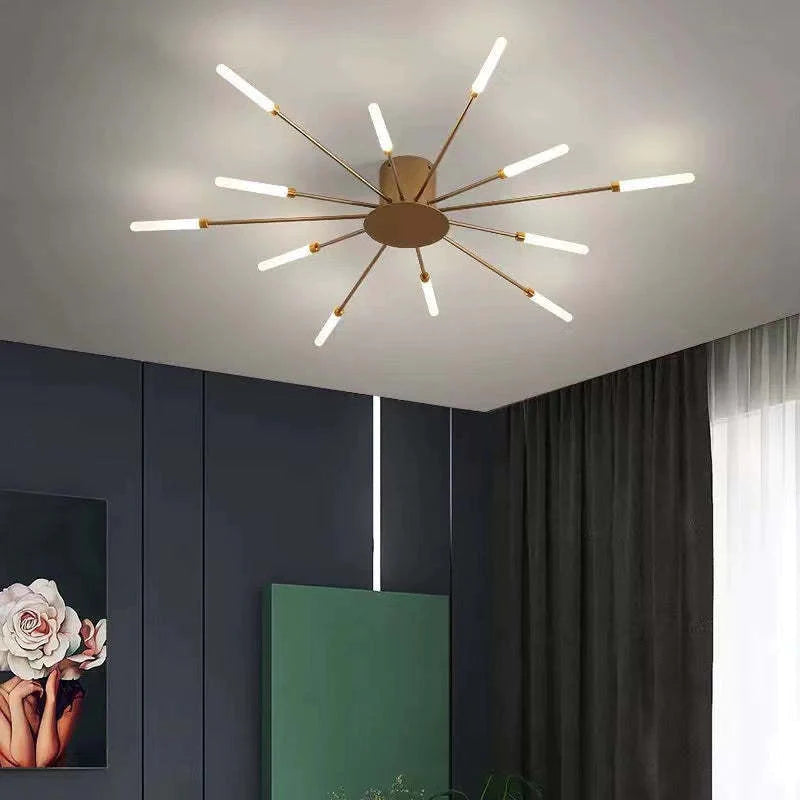 Arisha Industrial LED Deckenleuchte Schwarz/Gold Wohnzimmer Metall