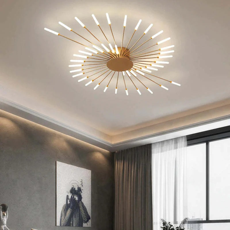 Arisha Industrial LED Deckenleuchte Schwarz/Gold Wohnzimmer Metall