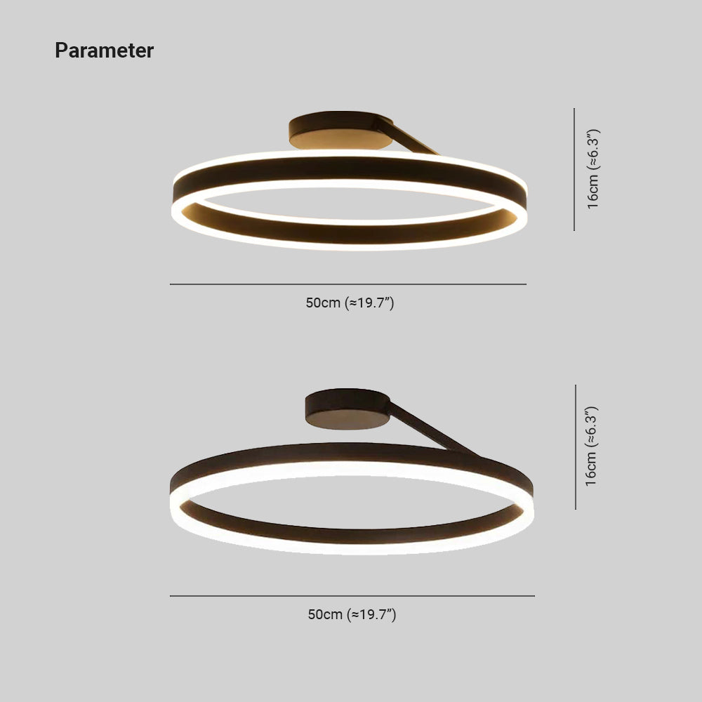 Arisha Deckenleuchte Ring  Modern LED  Schwarz/Weiß Wohnzimmer Flur Metall